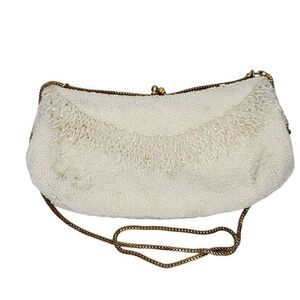 Vintage Walborg Beaded Formal Evening Bag Purse Pearlescent Iridescent Cream